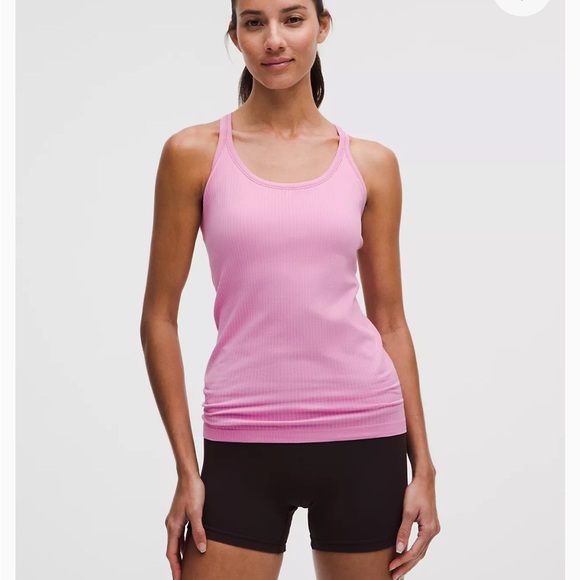 Lululemon Athletica Pink Ribbed Tank Top with Built in Bra - Picture 1 of 4